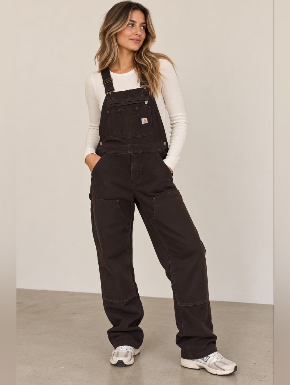 Carhartt Women’s Dark Brown Relaxed-Fit Overalls xS Loose Fit